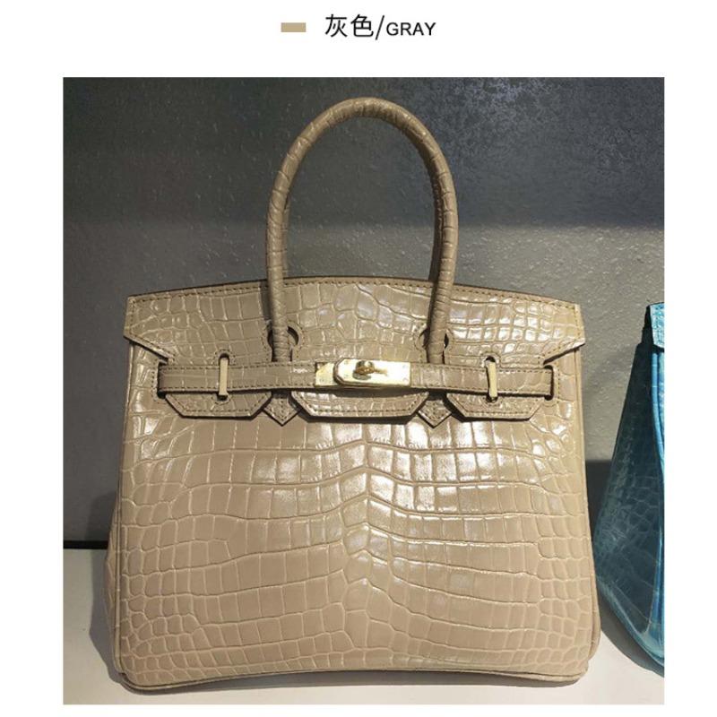 Crocodile pattern platinum bag, genuine leather women's bag, new fashionable cowhide large bag, commuting versatile handbag