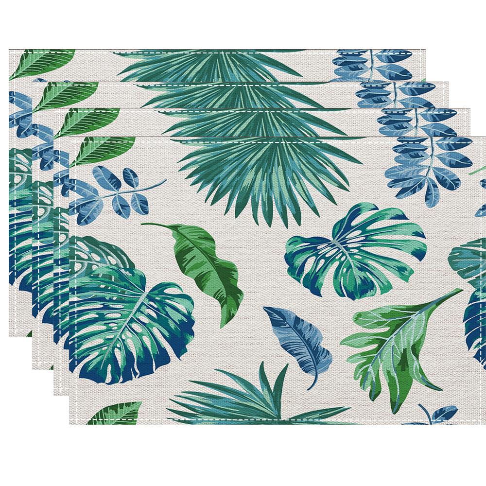 4/6/8pcs Tropical leaves Placemat Kitchen Dining Room Dining Table Anti-scalding Heat Insulation Mat