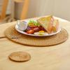 Round Patterned Rattan Coaster Protects Surfaces from Hot Coffee Mugs for Home and Kitchen