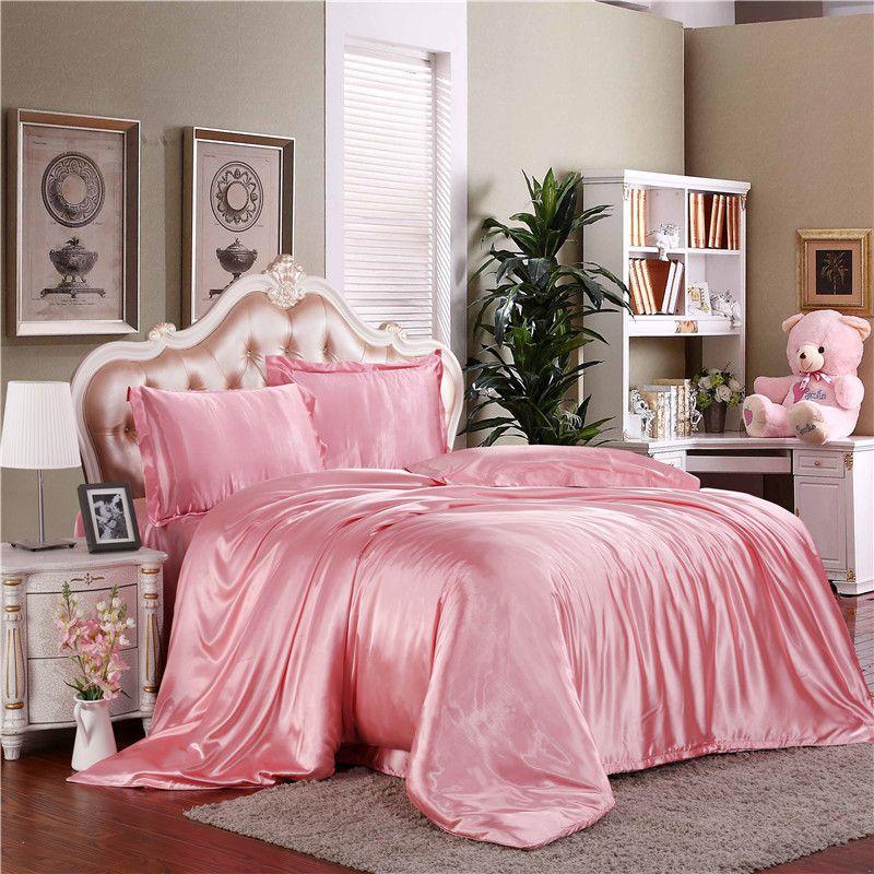Luxurious Satin Silk Bedding Set 4pc With Comfortable Fitted Sheet And Pillow Case