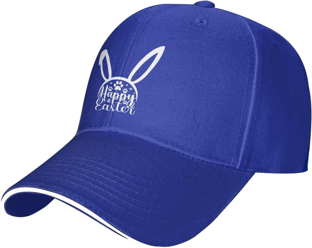 Happy Easter Bunny Paw Print Baseball Cap Polyester Casual Adjustable Sun Protection Hat