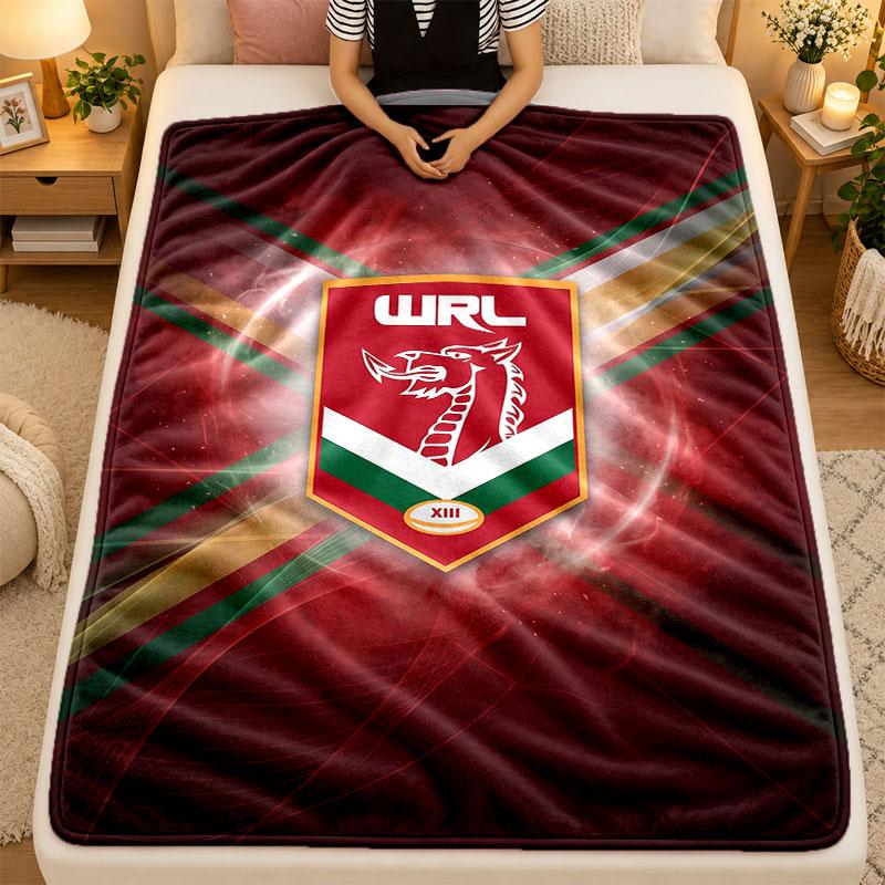 Flannel BlanketWales Rugby Warm Soft Throw Blanket for Indoor Sofa Bed Living Room Use