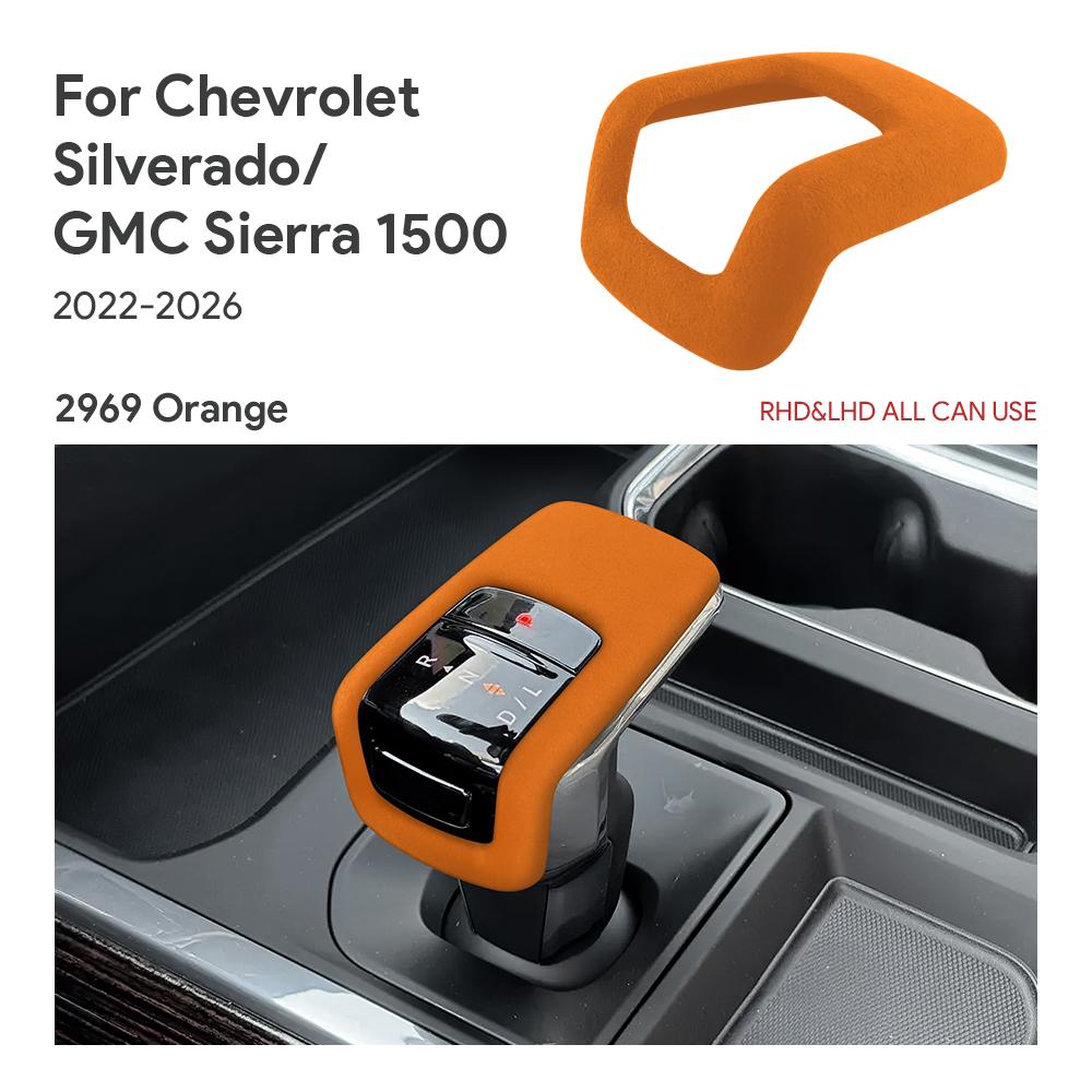 Super Suede Car Gear Shift Knob Cover For Chevrolet Silverado/ GMC Sierra 1500 2022 2023 2024 2025 2026 Trim Accessories