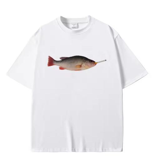 

2025 Новая летняя повседневная футболка с коротким рукавом с принтом, хлопковая, обычного кроя, с круглым вырезом, дышащая, свободная, унисекс, мужская, женская одежда S