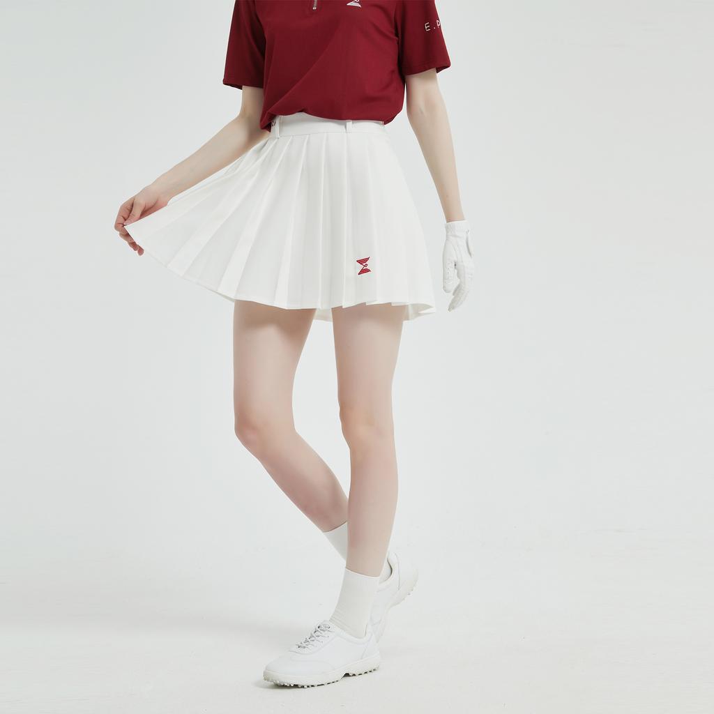 E.PARCA Wet Cream Pleated Skirt
