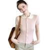 La Chapelle Women's Elegant Polo Knit Short Sleeve Top