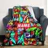 Custom Name Superhero Comic Collage Blanket for Couch & Bed, Plush Cozy Fuzzy Blanket Super Soft & Warm Blankets for Fall and Winter. 090814