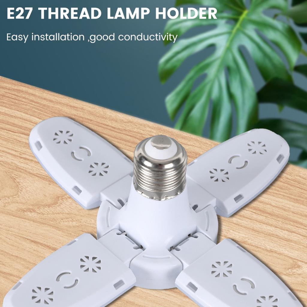E27 Fan Shape Foldable 28W LED Bulb Deformation 6500K Utility Room LED Wall Lamp For Barn Workshop Storage White Leaf Light