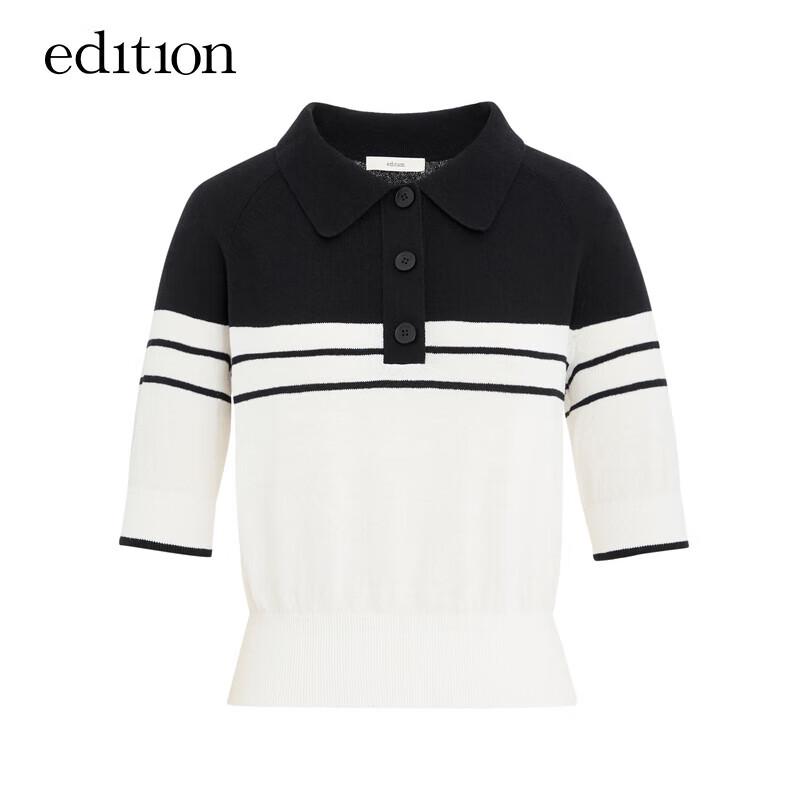 Edition Women's Color-Block Polo Knit Short-Sleeve Top