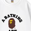 BAPE Spring/Autumn Pure Cotton Terry Men's Sweatshirt - Round Neck, Letter Print, Loose Fit, Unisex, Trendy Monkey Head Design