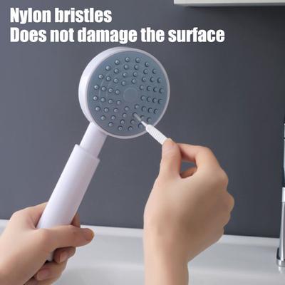 100 Pièces Brosse de Nettoyage pour Pommeau de Douche Manche Antidérapant Poils en Spirale Petite Brosse de Nettoyage Robinets Éviers Outil de Nettoyage Multifonctionnel