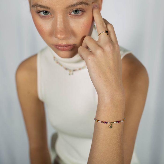 Bracelet - Nymox - Argent 925 - Plaqué Or Jaune 18 Carats - Cristal Multicolore - Taille Unique