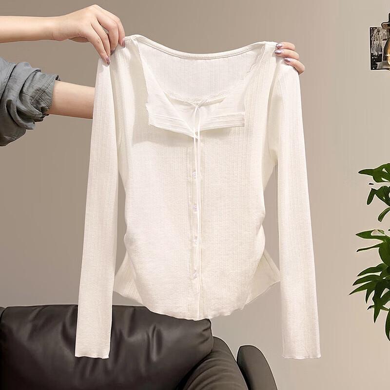 Women s Faux Two-Piece Long Sleeve Top S