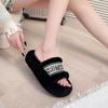 Fashion 2025 High Quality Ladies Platform Slippers Fashion Letter Flip Flops High Quality Lightweight Height Increasing Cotton Slippers