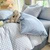 Nordic Style Washed Cotton Bedding Set: Solid Color 3-Piece Set with Bed Sheet, Duvet Cover, and Pillowcase for Single Dormitory.