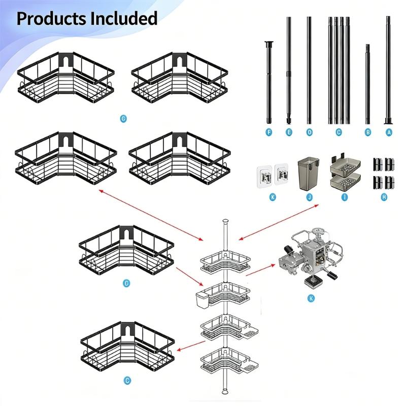 Waterproof Bathroom Shelf with Fixed Hook for Organizing Bath Accessories and Preventing Water Accumulation