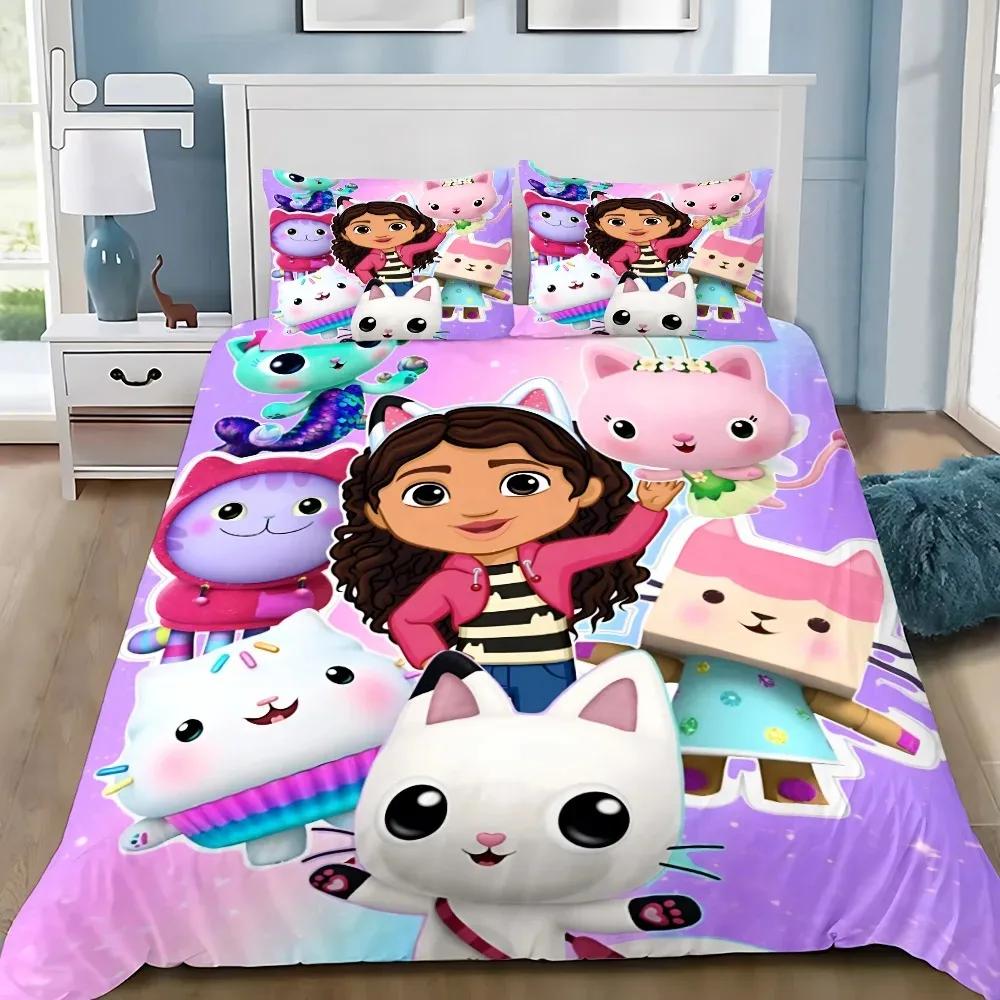 G-Gabbys D-Dollhouse Bedding Set Cartoon Duvet Cover Pillowcase Kids Bedroom Decoration Children Single Double Customized Size