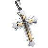 Stainless Steel Cross Pendant Necklace Men Women Geometric Layered Design Gold Black Finish 51-60cm Chain Length