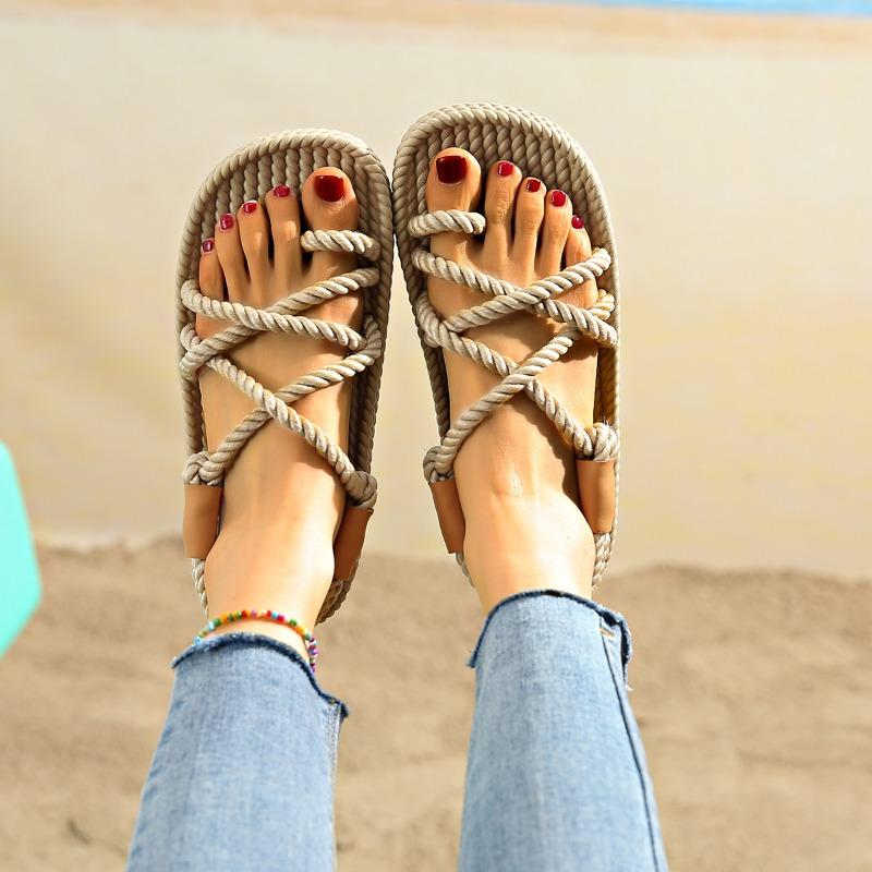 Fashion 2025 NEW Women Flats Open Toe Sandals Comfortable Casual Shoes Soft Sole Breathable Sandals Women'S Beach Sandals