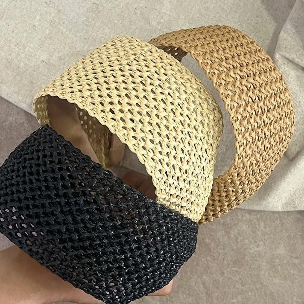 Hollow Out Straw Weave Headband Rattan Weaving Hair Accessories Boho Hair Band  Female