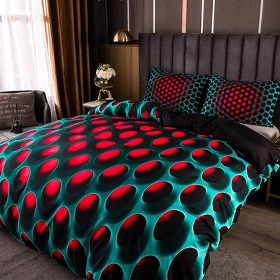 Three-Piece Black Honeycomb 3D Digital Printing Home Textile Quilt Cover Bed Linen Bedding