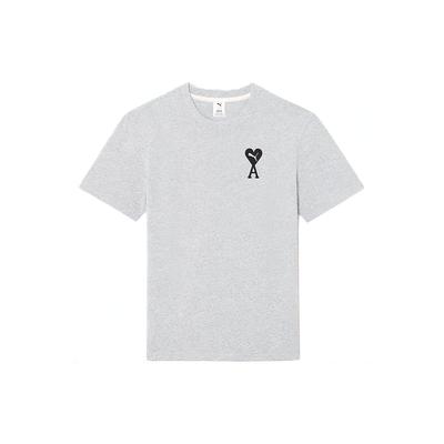 Ami Paris X  SS22 Geborduurd Hart Casual Ronde Hals Korte Mouw T-shirt Heren Tops Grijs 534070-04