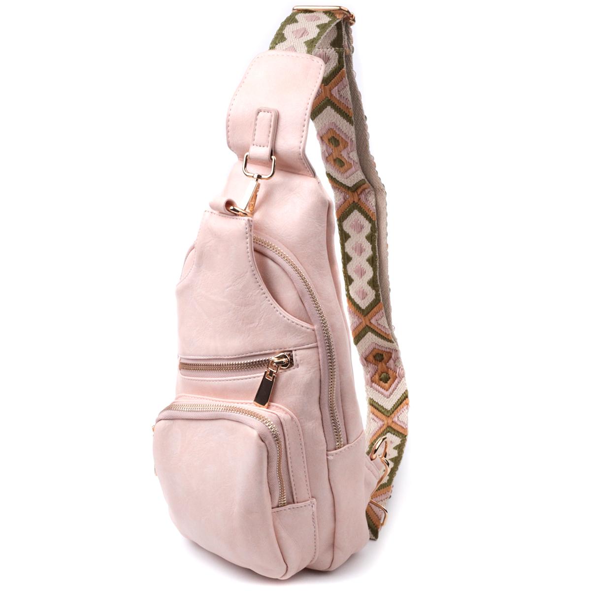 

Жіноча сумка-слінг через плече з екошкіри VINTAGE Bag 22750 Рожевий