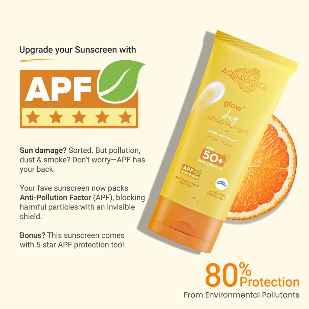 Aqualogica Glow+ Hydratační gelový opalovací krém SPF 50 PA++++ Hydratační Lehký Ochrana proti UV a modrému světlu 80 g Pro všechny typy pleti