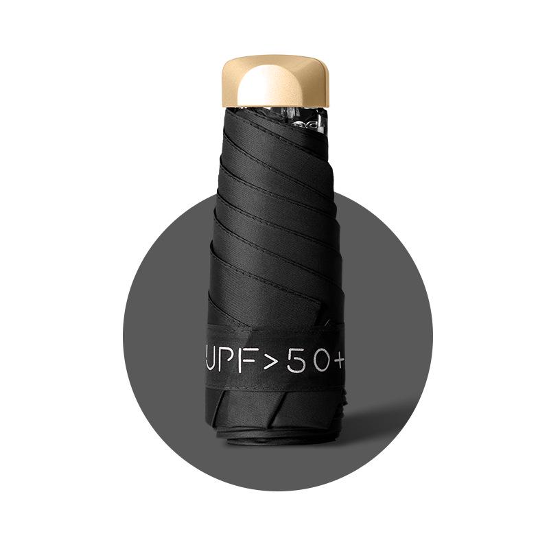 Compact Dual-Use Umbrella: Ultra-Light, Black Glue Sun Protection, Pocket-Sized, Portable, Mini Five-Fold Umbrella for Rain or Shine.