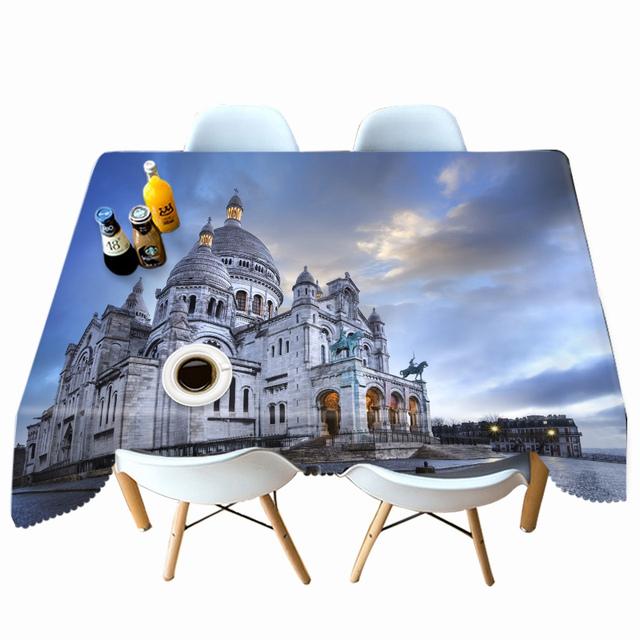 

Скатерть с рисунком величественного пейзажа и исторических зданий, утолщенная хлопковая прямоугольная скатерть для свадьбы, пикника, вечеринки 60 X 60CM