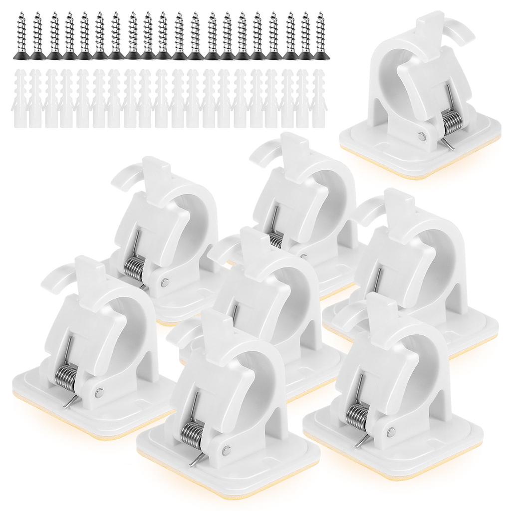 10Pcs Self Adhesive Curtain Rod Holders Premium ABS Plastic Strong Stickiness Easy Install Nail Free Adjustable Curtain Pole