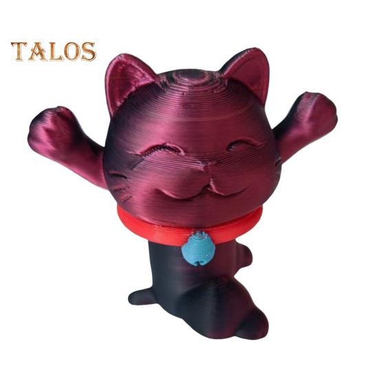 3D Printed Telescopic Cat Figurine Mini Fortune Cat Figure Simulated Animal Model Toy Home Office Bookshelf Desktop Decoration Ornament