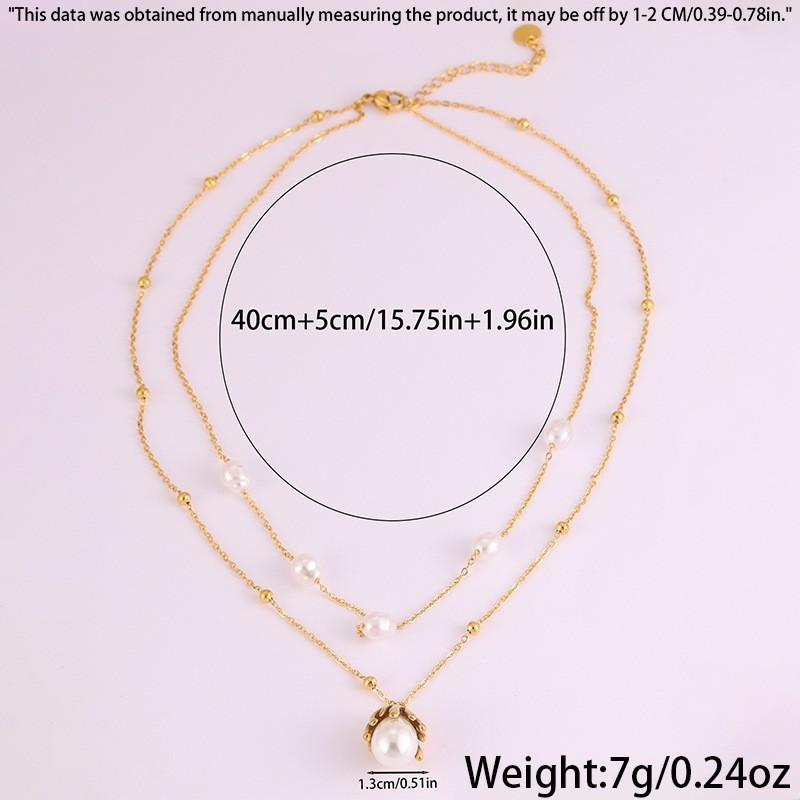 Pearl Necklace Women, Fashion High Sense European and American Round Bead Titanium Steel Necklace, Light Luxury Niche High-end Necklace