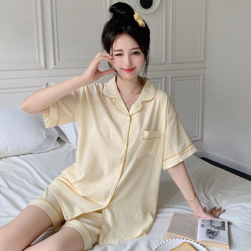 Bear Cartoon Cloud Cotton High Value Summer Women'S Loungewear Pajamas Short Sleeves Three-Piece Set