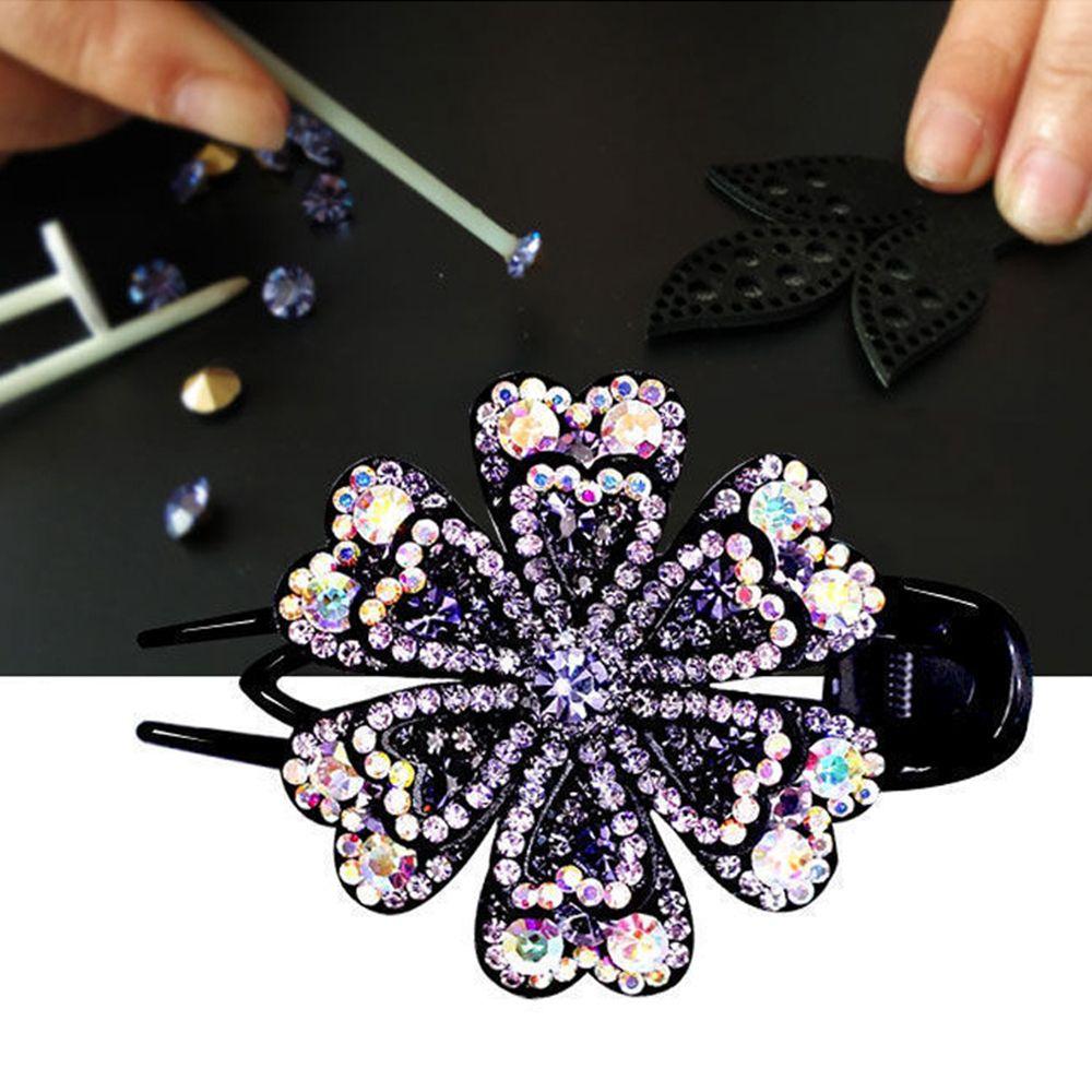 Headwear Flexible Rhinestone Hair Clip Wedding Dovetail Clips Duckbill Hairgrip Crystal Flower