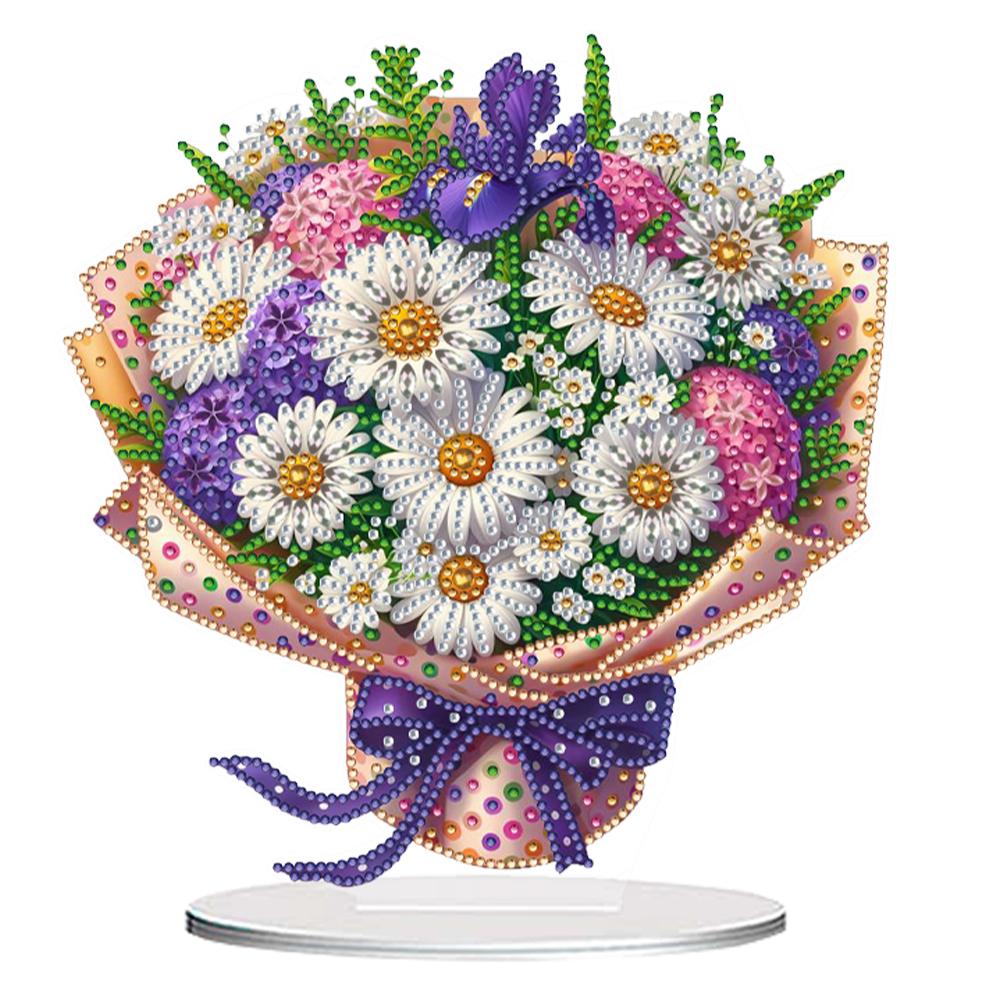 Flower Double Sided Effect Diamond Painting Tabletop Ornaments Kit Diamond Painting Desktop Decorations for Adults Beginner