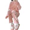 Warm Thickened Women Casual Loose Bear Bow Tie Apple Pajamas Set Sweet Cute Homewear Can Be Worn Outside Fall Winter Outfit