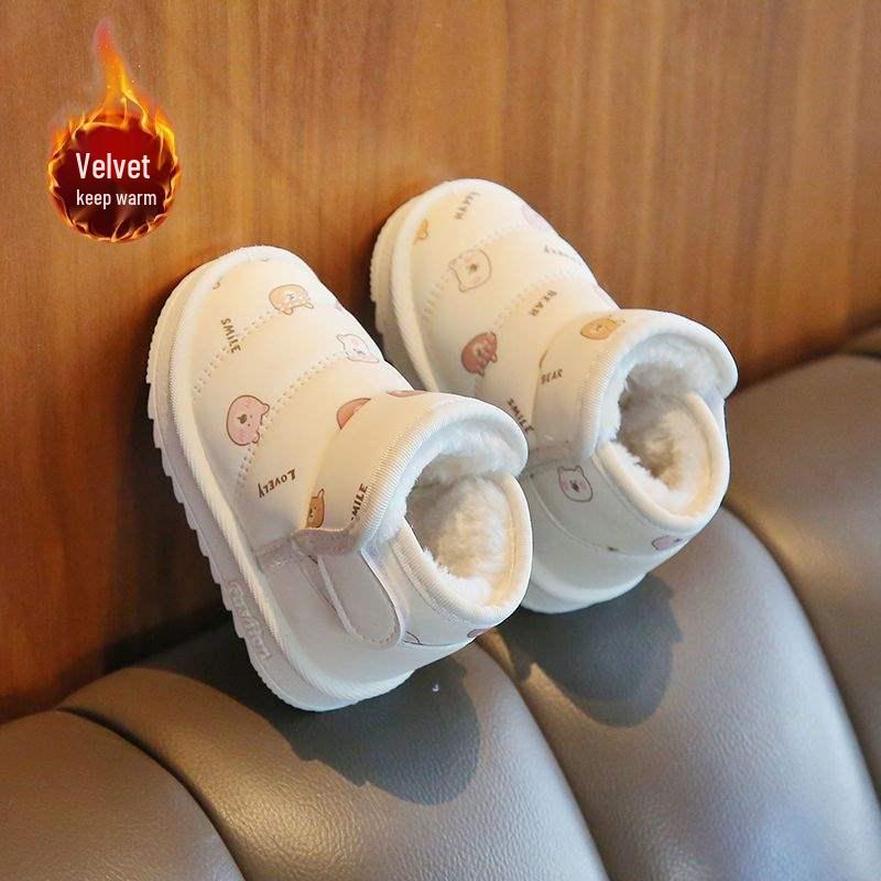 Girls' Winter Soft-Soled Cotton-Padded Boots for Toddlers, Fleece-Lined Baby Snow Boots, Ages 0-3 Years