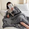 New Cotton Blanket Four-Layer Yarn Tassel Multi-Functional Blanket Solid Color Soft Comfortable Skin-Friendly For Napping