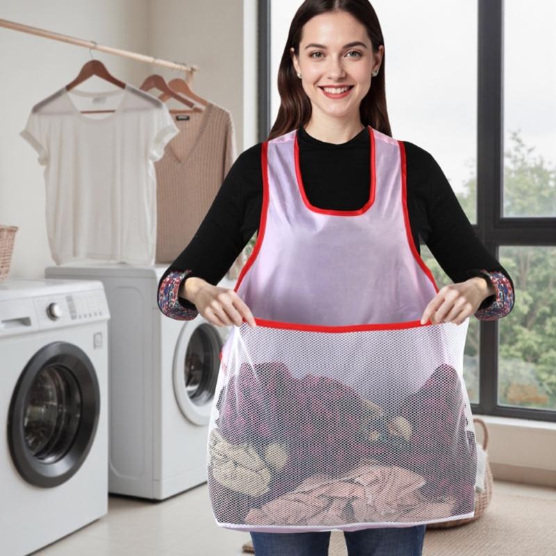 Large Capacity Laundry Apron with Ergonomic Shoulder Straps Oxfords Fabric Pocket for Clothes Drying Organizers