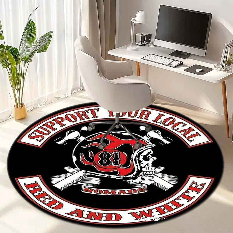 Gang violence Motorcycle enthusiasts Hells Angels Motorcycle Club circular carpet is soft, home, bedroom, door mat decoration, and non slip carpet E5