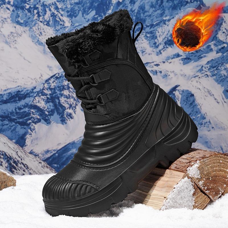 

Men s Snow Boots for Autumn and Winter Thickened Warm Outdoor Hiking High Top Waterproof Cold Proof Shoes Size 38-51 48 чёрный