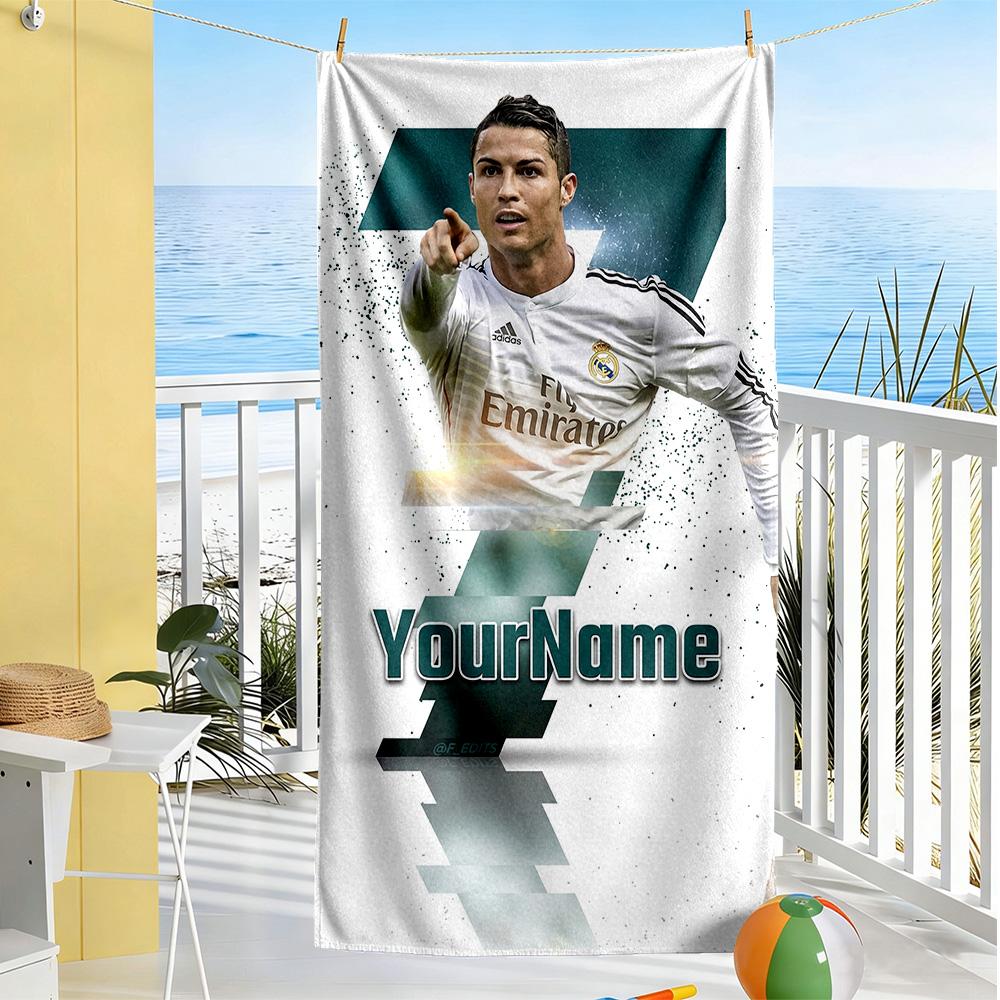 Cristiano Ronaldo Customized Name Beach Towel Super Soft & Absorbent Suitable for Sports Travel Swimming Yoga Bathroom Beach And Pool