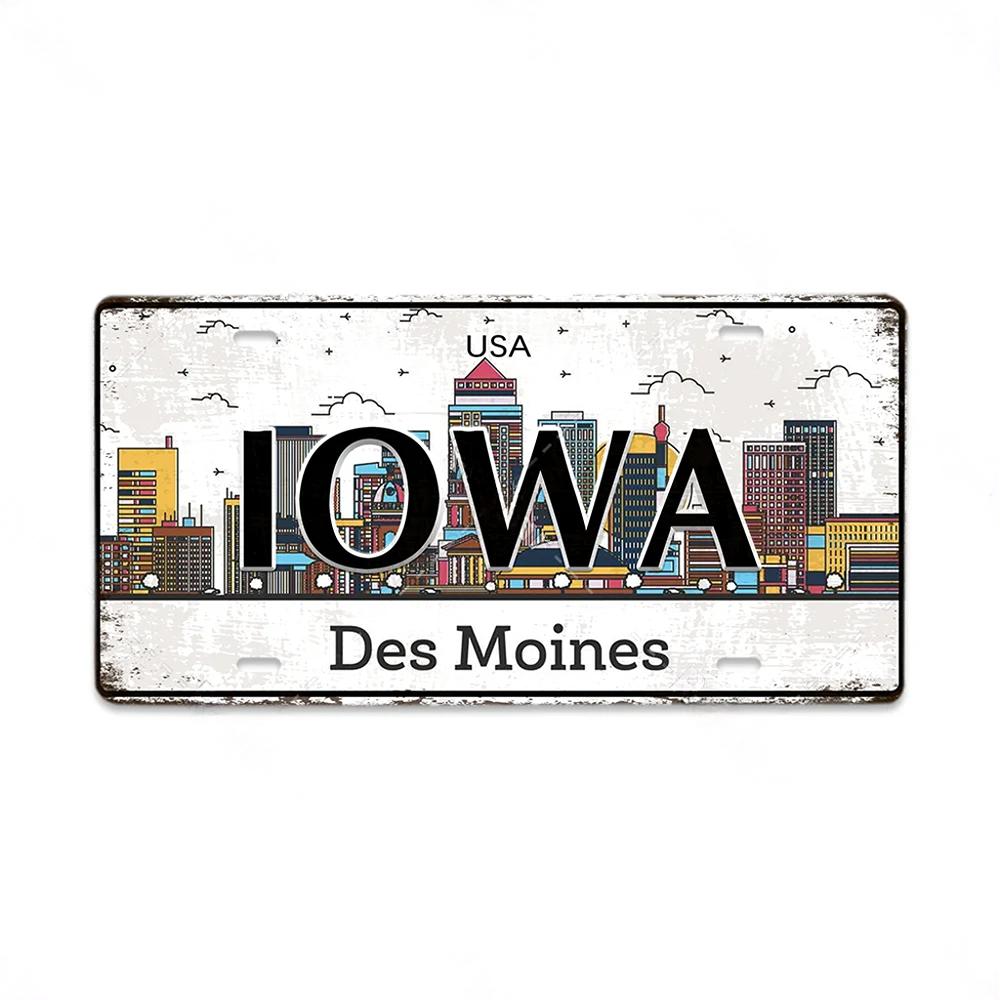 Vintage Country Metal Signs Posters Licenses Plate Decor for Living Room Colorado Lansing Nevada Ohio Washington Plaque
