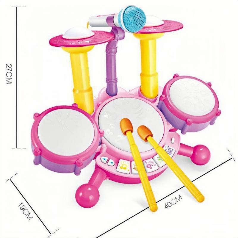Children Jazz Drum Set Instrument Toys Baby Baby Montessori Early Educational Percussion Toy With Lights Microphone Kids Gifts