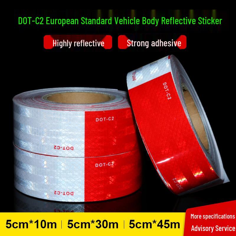 DOT-C2 European Standard Red/White Reflective Sticker for Trucks and Vehicles - Warning Film PET