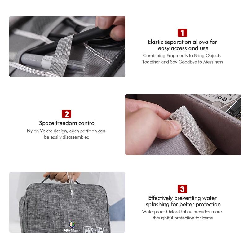 For Alfa Romeo Portable USB Data LineTravel Cable Organizer Cable Storage Bag Giulietta GT 159 147 156 Mito Brera Giulia Spider