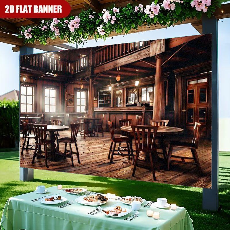 2D Plane 1 Piece of Rustic Wooden Bar - Warm Tavern Background Cloth Suitable for Birthday Parties Wedding Photography