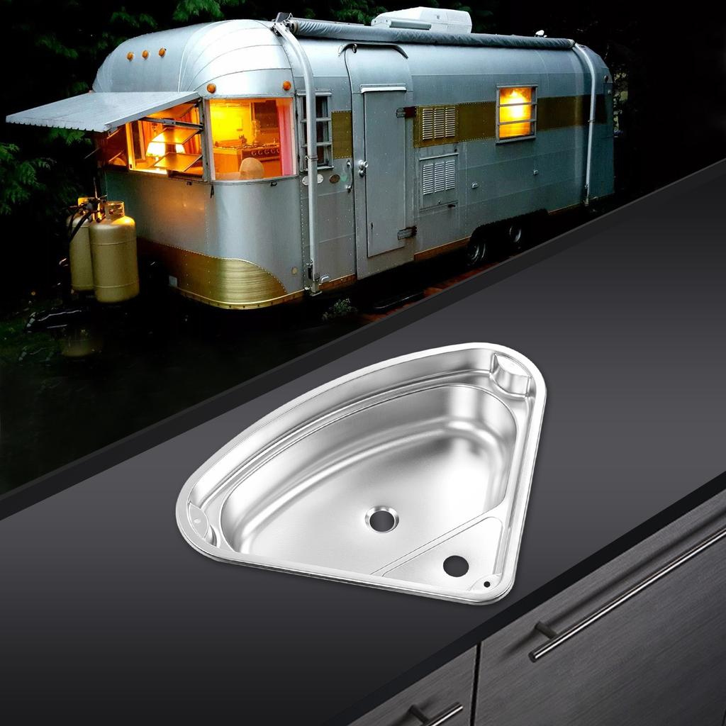 Triangular Kitchen Sink with 40mm Water Outlet 304 Stainless Steel Smooth Surface Easy Clean for RV