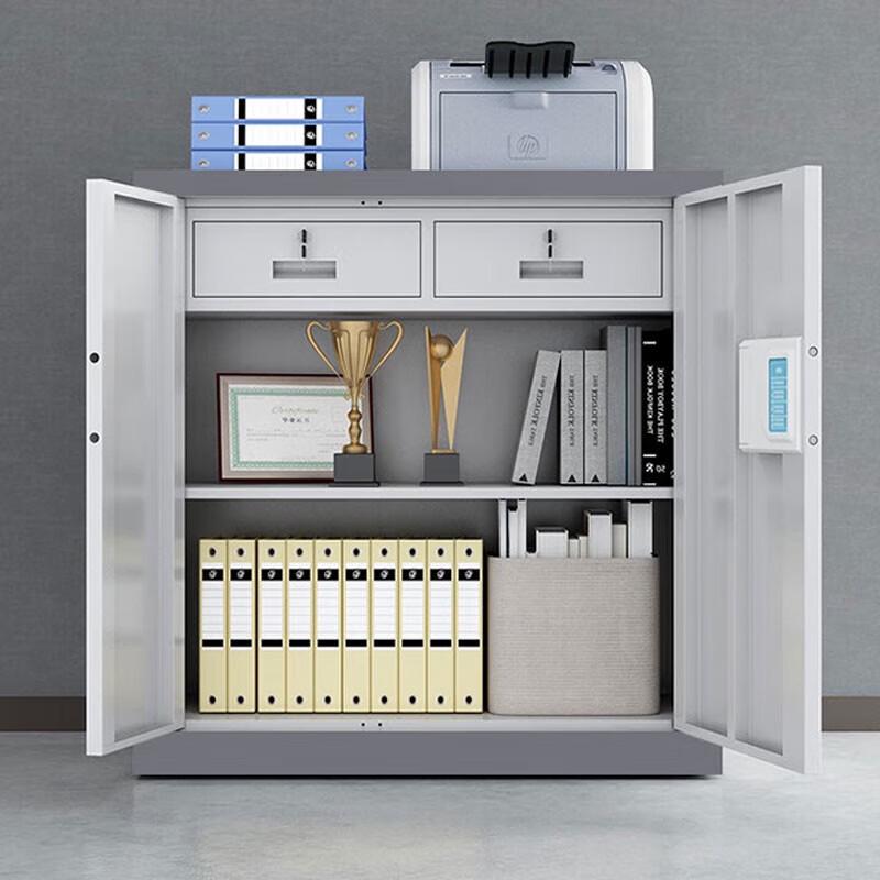 Steel Office Security Cabinet with Fingerprint Lock & Drawers